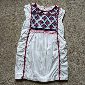 Crewcuts White Dress with Pink and Blue Accents